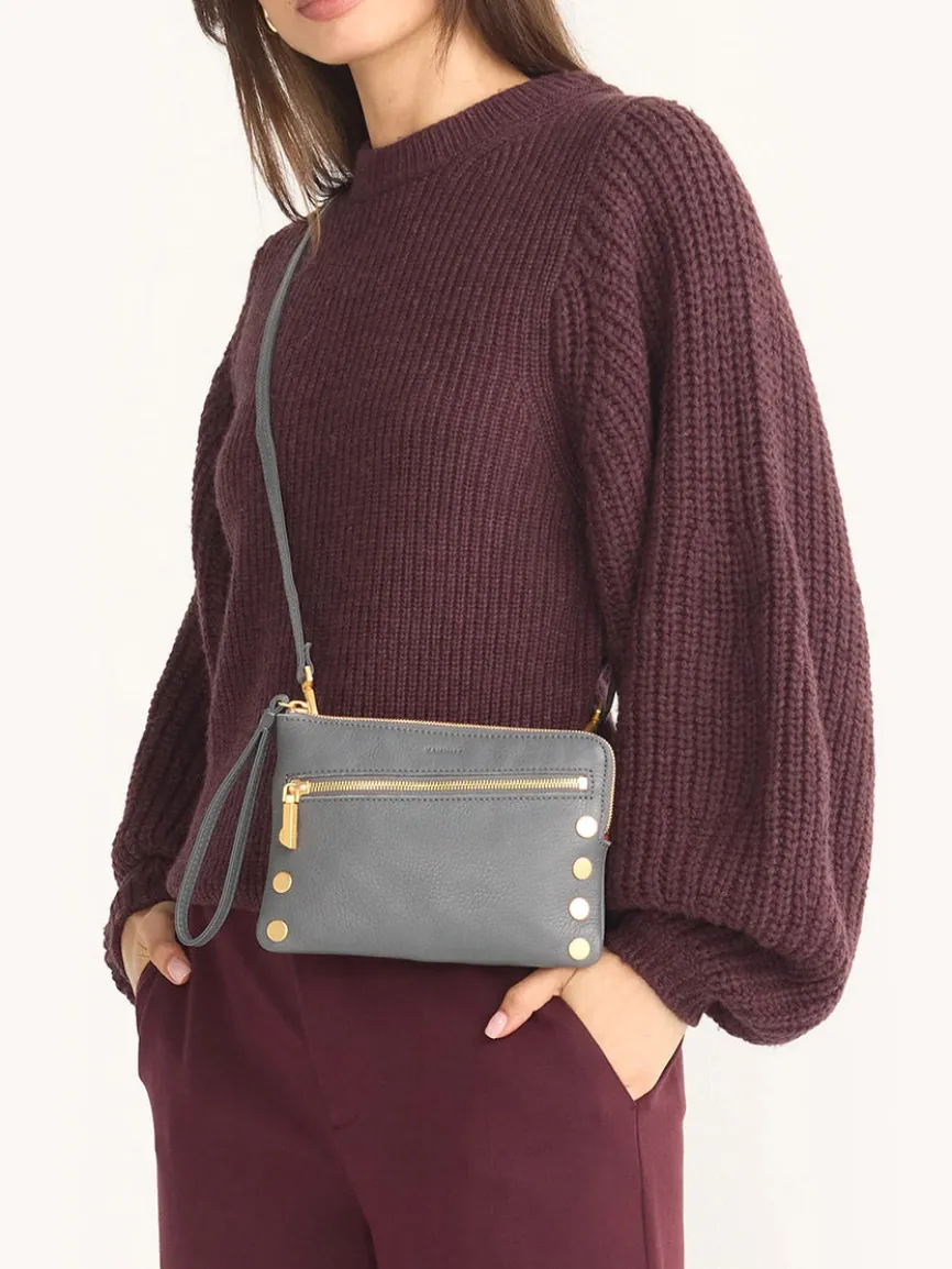 Hammitt Los Angeles Nash Small Clutch in Sonnet Grey/Brushed Gold