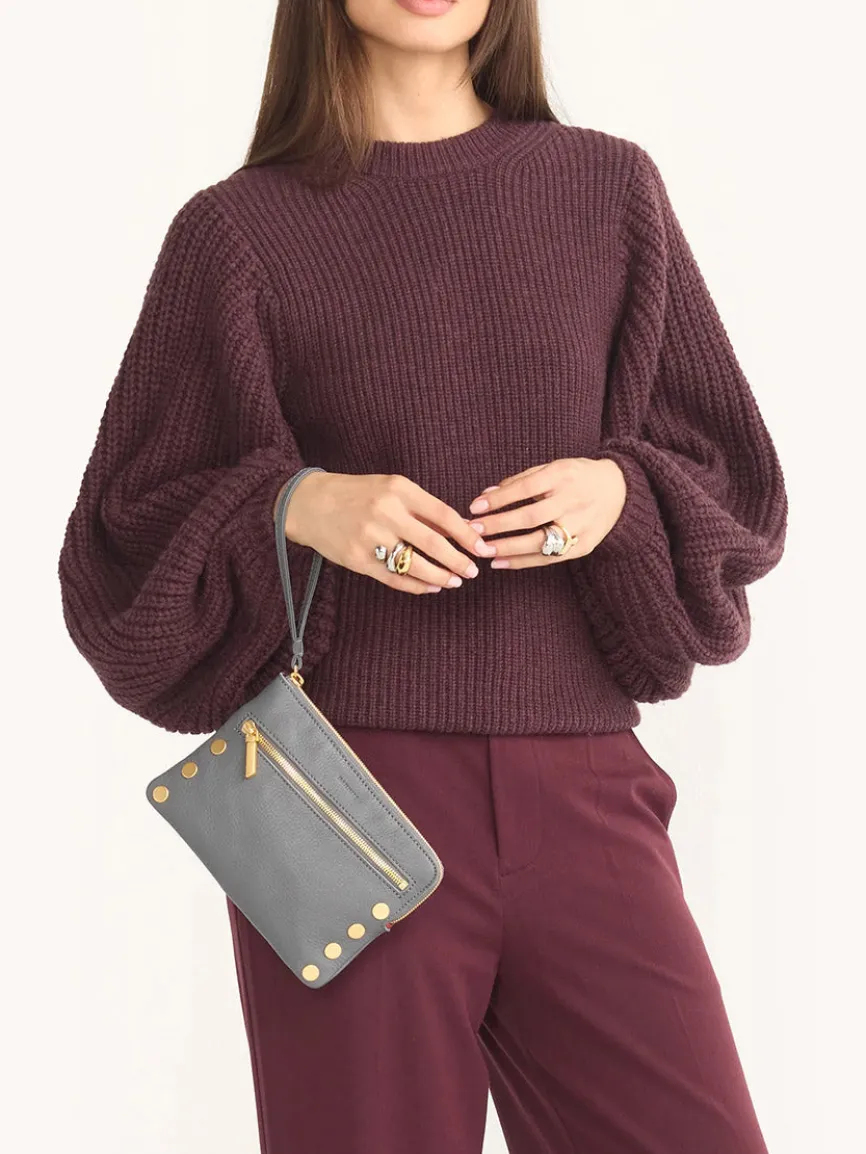 Hammitt Los Angeles Nash Small Clutch in Sonnet Grey/Brushed Gold