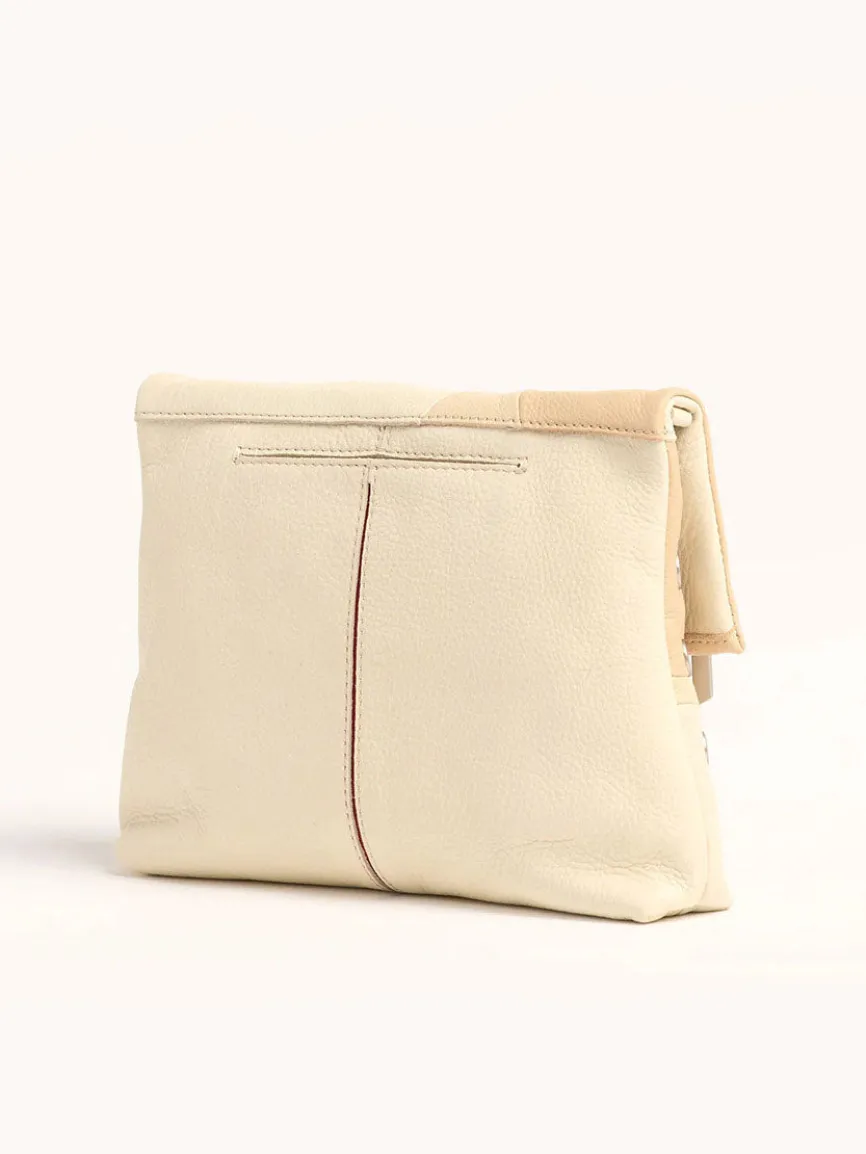 Hammitt Los Angeles VIP Medium Clutch in Coastal Cream/Brushed Silver