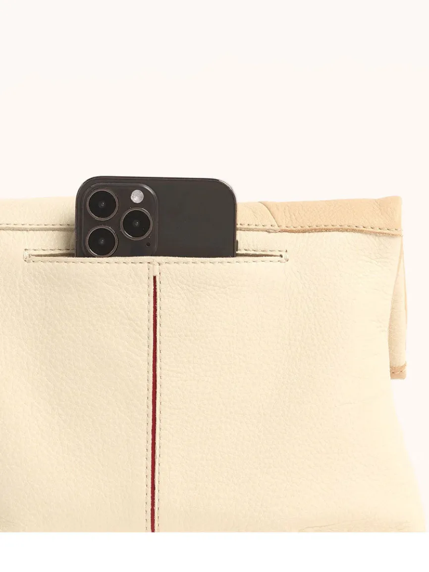 Hammitt Los Angeles VIP Medium Clutch in Coastal Cream/Brushed Silver