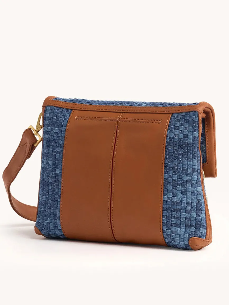 Hammitt Los Angeles VIP Medium Clutch in Mosaic Denim/Brushed Gold