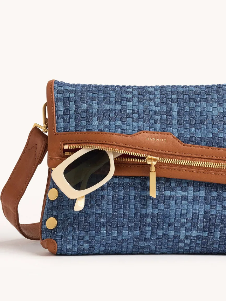 Hammitt Los Angeles VIP Medium Clutch in Mosaic Denim/Brushed Gold