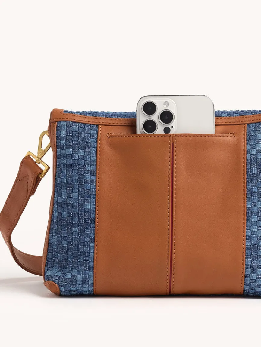 Hammitt Los Angeles VIP Medium Clutch in Mosaic Denim/Brushed Gold