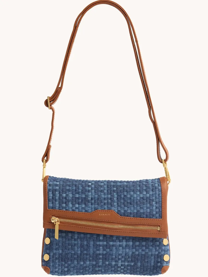 Hammitt Los Angeles VIP Medium Clutch in Mosaic Denim/Brushed Gold