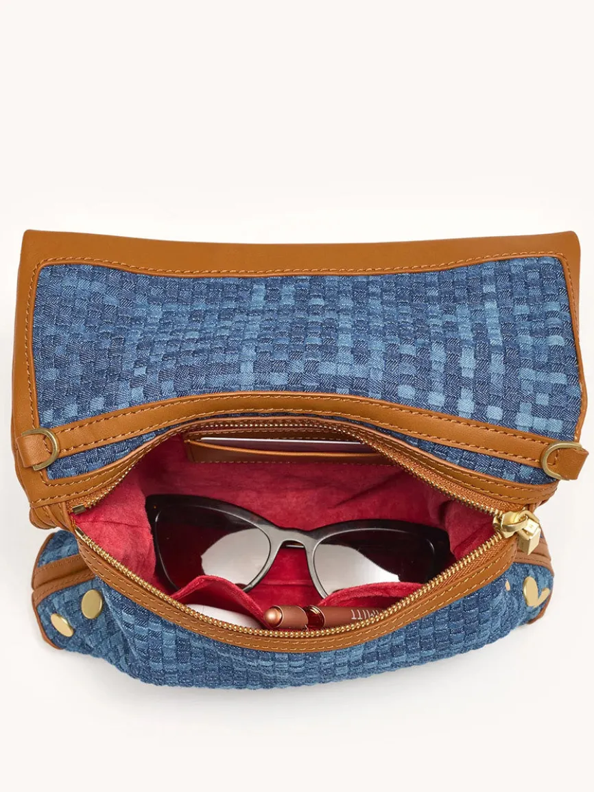 Hammitt Los Angeles VIP Medium Clutch in Mosaic Denim/Brushed Gold