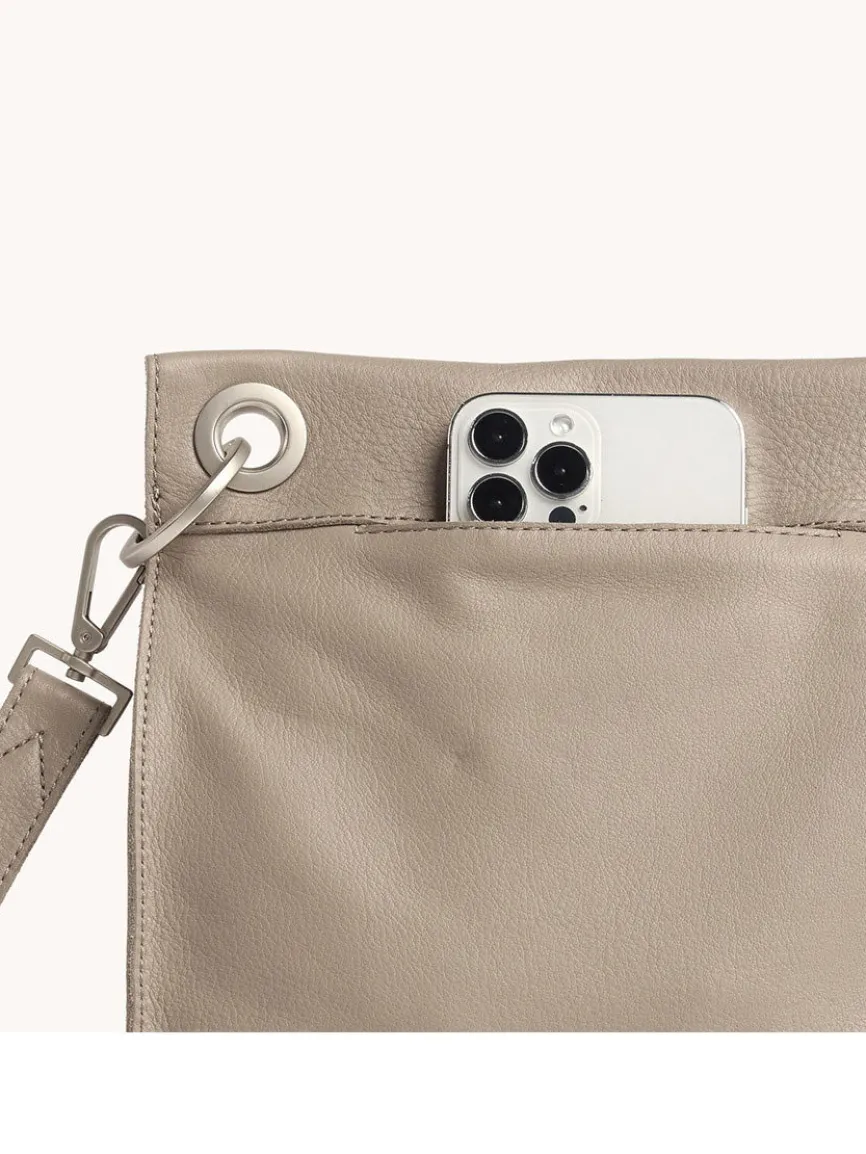 Hammitt Los Angeles Tony Medium Crossbody Bag in Pewter Pebble/Brushed Silver