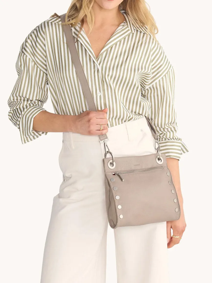Hammitt Los Angeles Tony Medium Crossbody Bag in Pewter Pebble/Brushed Silver
