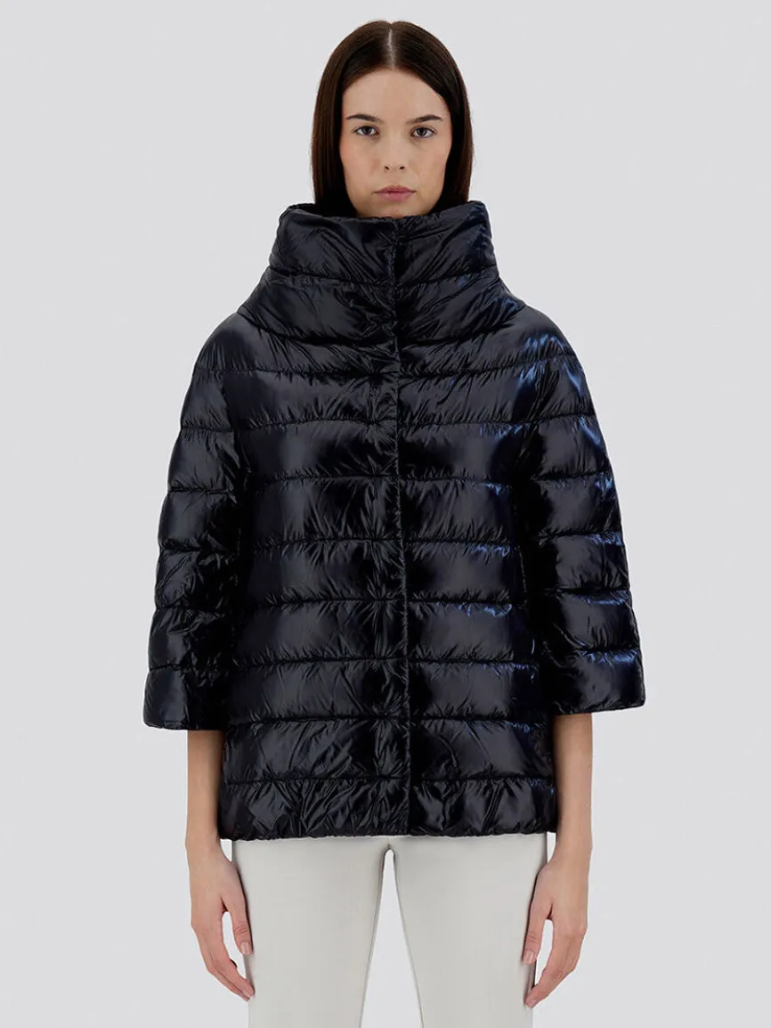 Herno Aminta 3/4 Sleeve Cocoon Jacket in Black