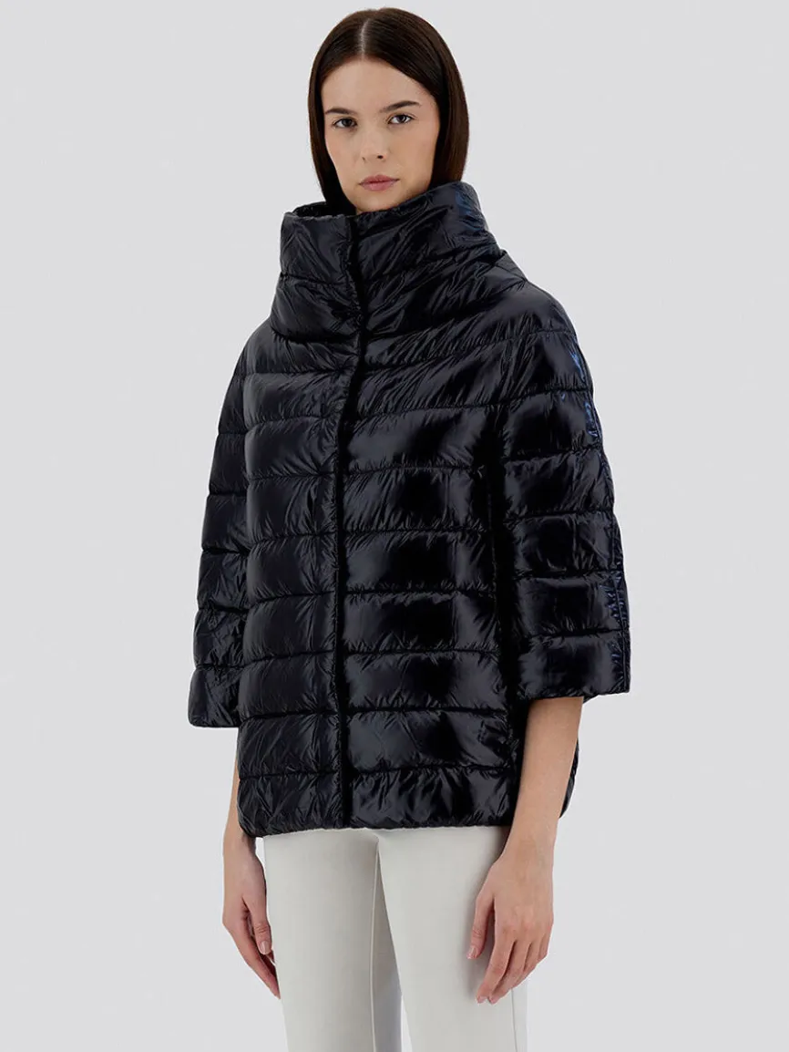 Herno Aminta 3/4 Sleeve Cocoon Jacket in Black