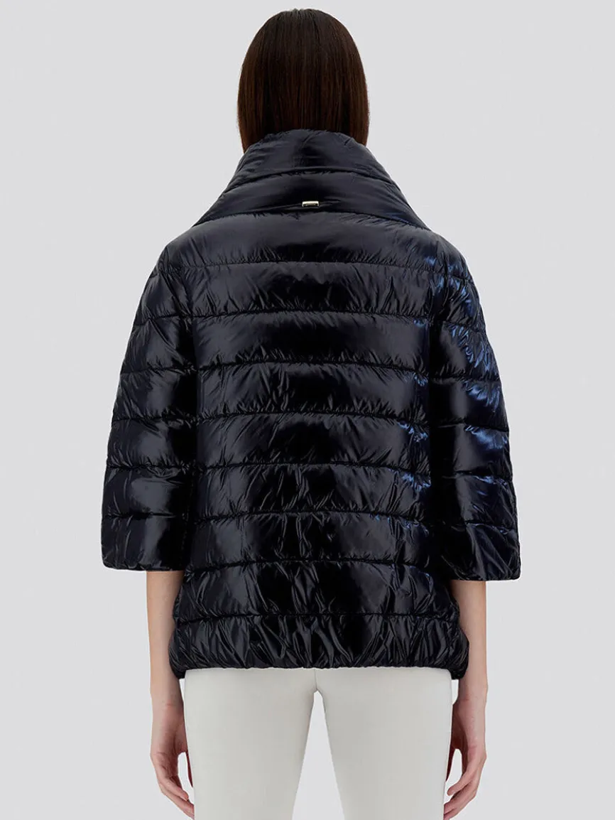 Herno Aminta 3/4 Sleeve Cocoon Jacket in Black