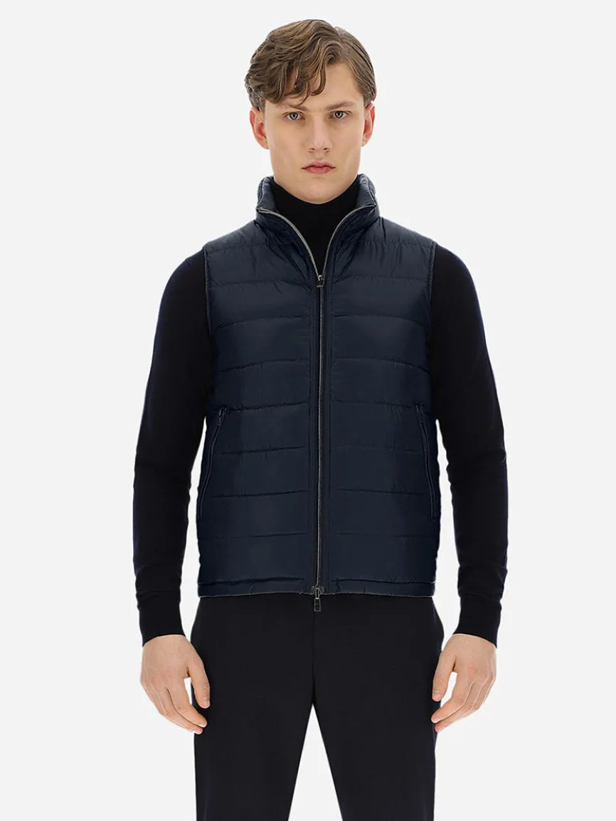 Herno Reversible Nylon Ultralight Waistcoat in Navy/Grey