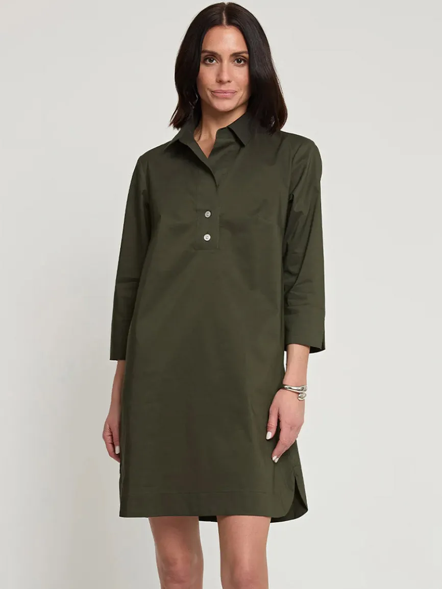 Hinson Wu Aileen 3/4 Sleeve Button Back Dress in Oregano