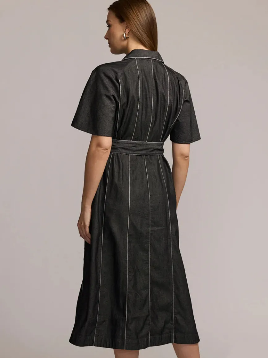 Hinson Wu Joanna Short Sleeve Denim Dress in Black Wash