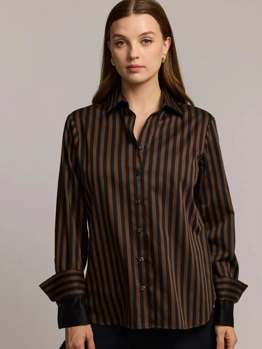 Hinson Wu Margot Long Sleeve Lace Print in Caramel/Black