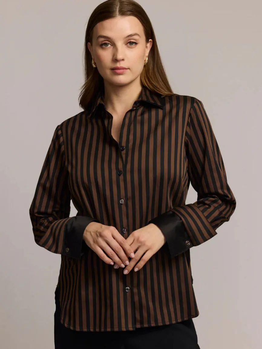 Hinson Wu Margot Long Sleeve Lace Print in Caramel/Black