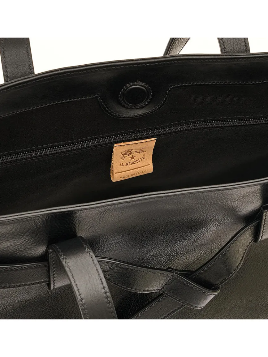Il Bisonte Elisa Tote in Black Cowhide Leather