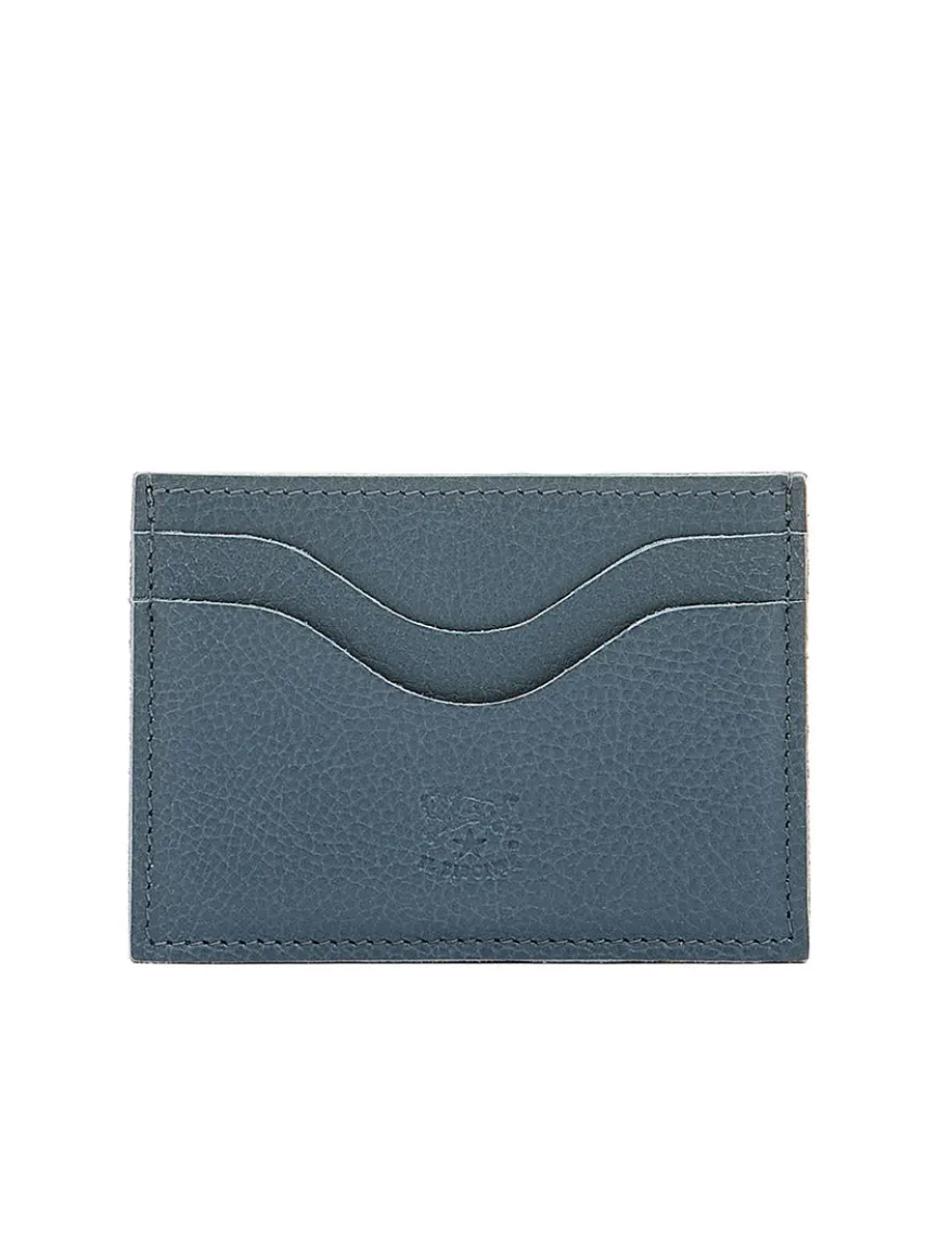 Il Bisonte Salina Card Case in Blue Denim Leather