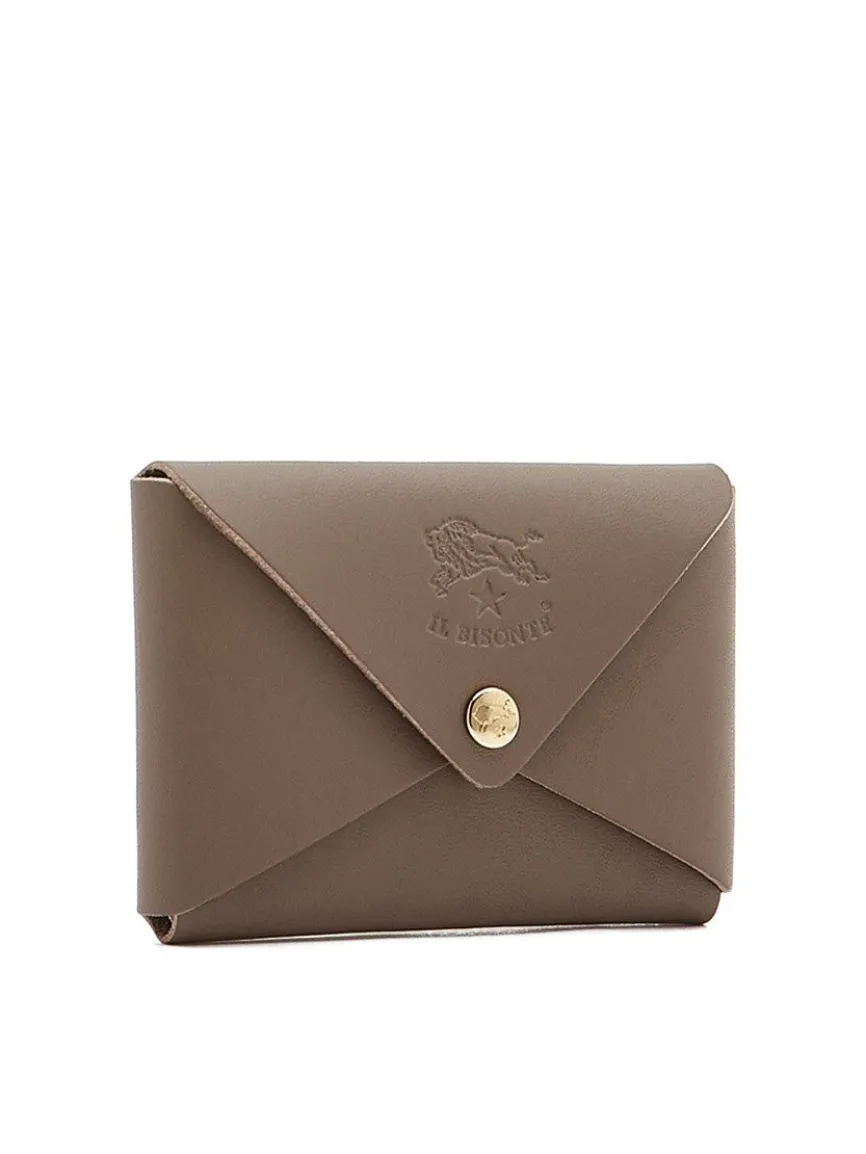Il Bisonte Sovana Card Case in Light Grey Cowhide Leather
