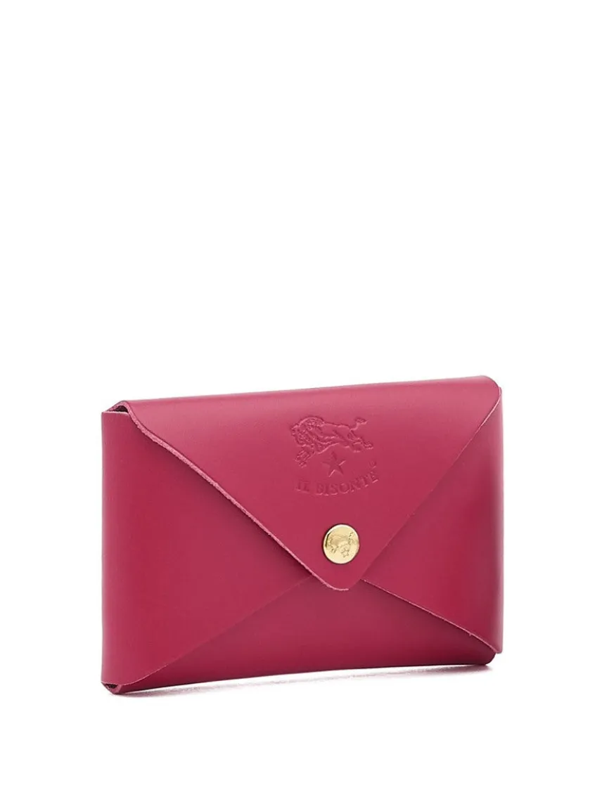 Il Bisonte Sovana Card Case in Cherry Cowhide Leather