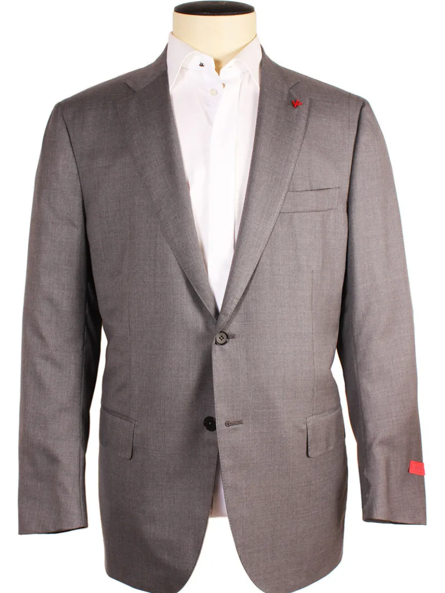 Isaia AquaSpyder 160s Wool Suit in Solid Medium Grey