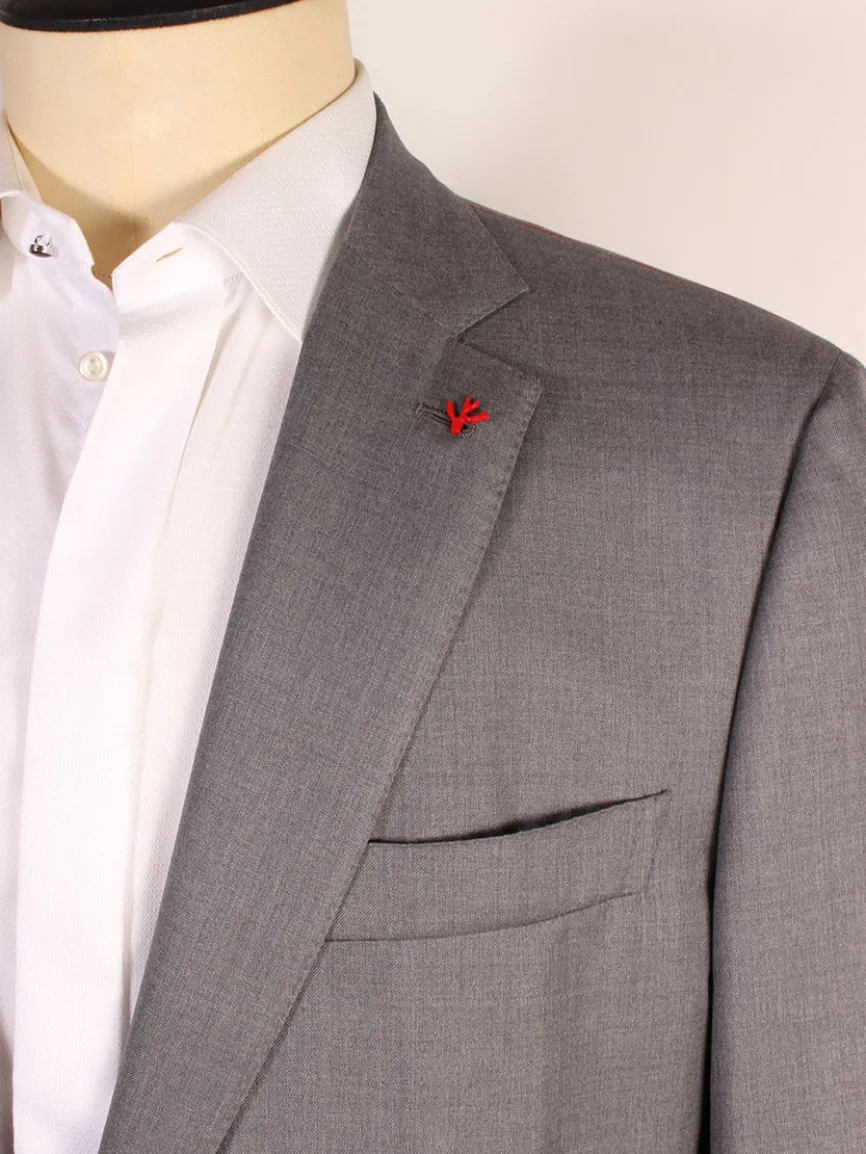 Isaia AquaSpyder 160s Wool Suit in Solid Medium Grey