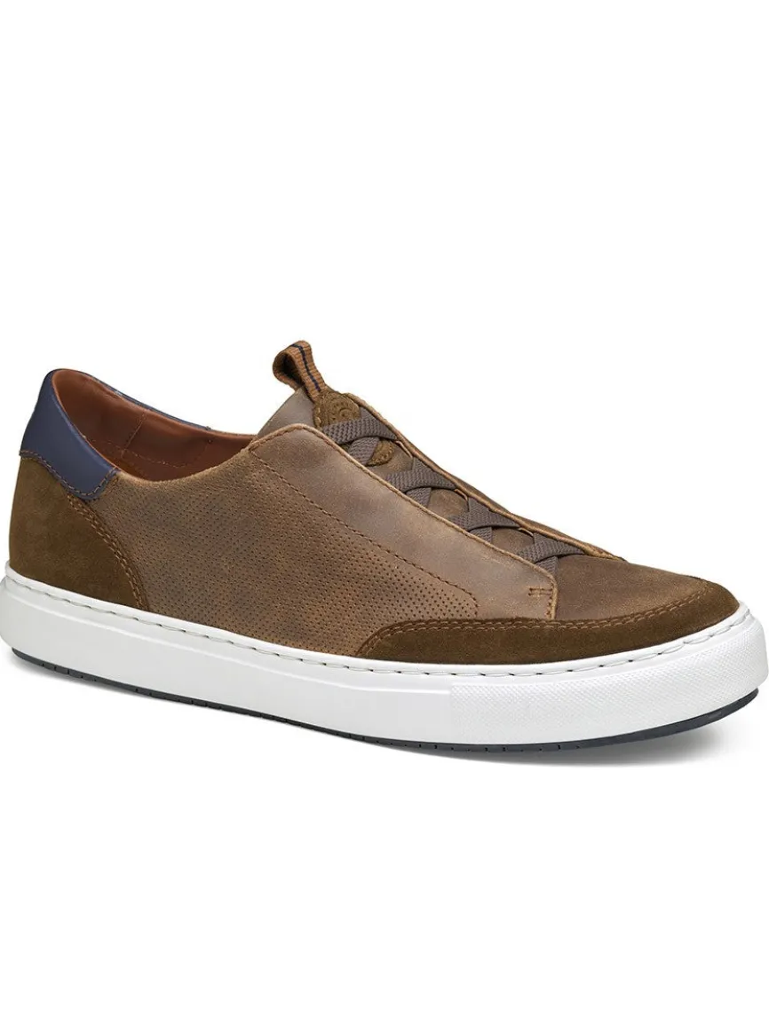 J & M Collection Anson Stretch Lace-to-Toe in Brown English Suede/Sheepskin