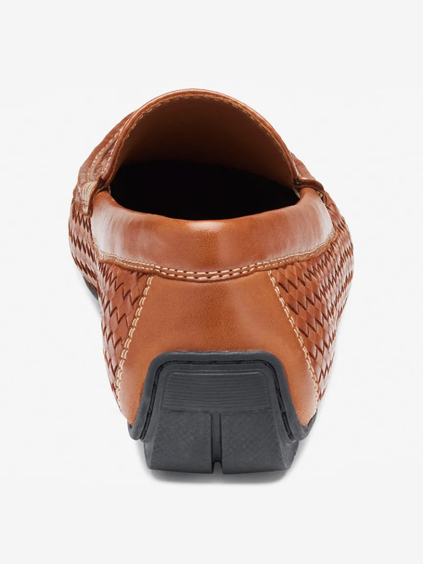 J & M Collection Baldwin Driver Woven Slip-On in Tan Sheepskin