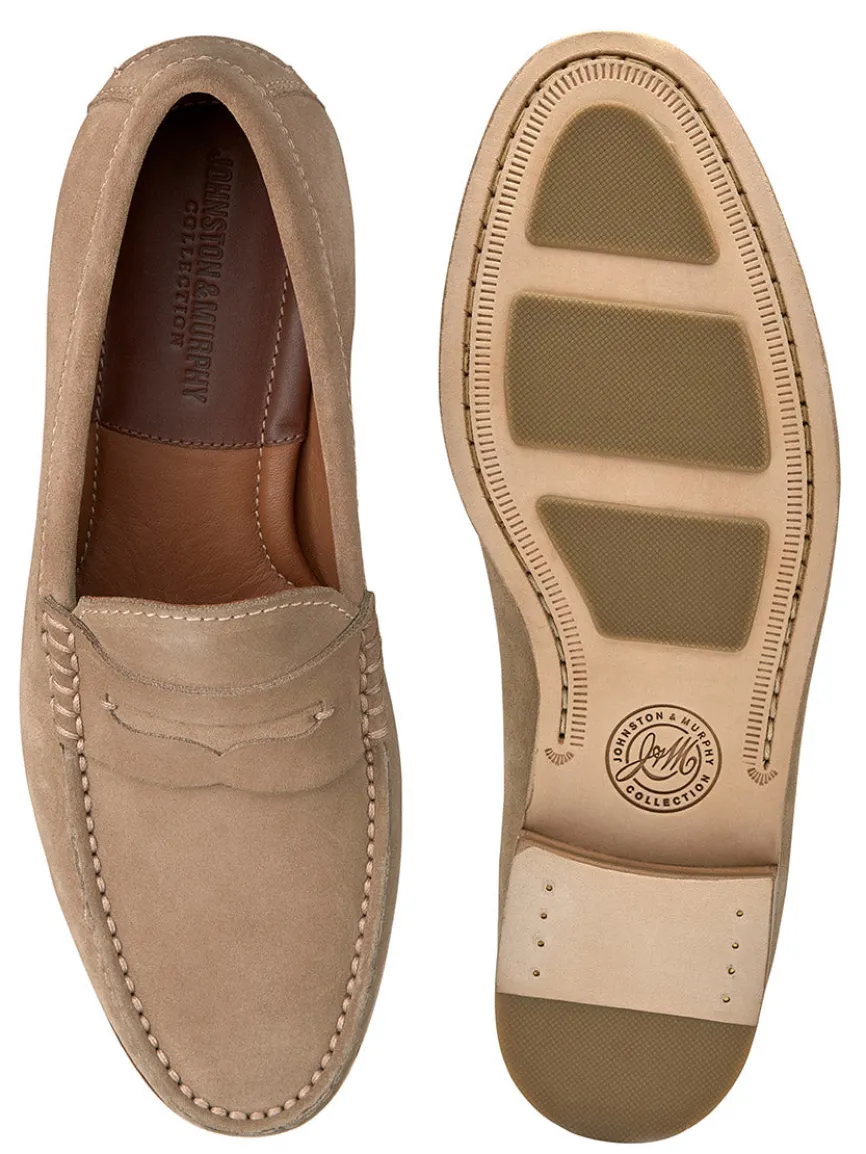 J & M Collection Baldwin Penny in Taupe English Suede