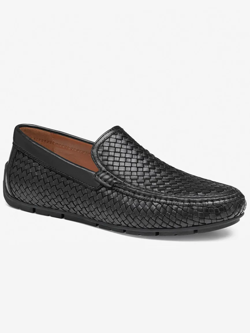 J & M Collection Baldwin Driver Woven Slip-On in Black Sheepskin
