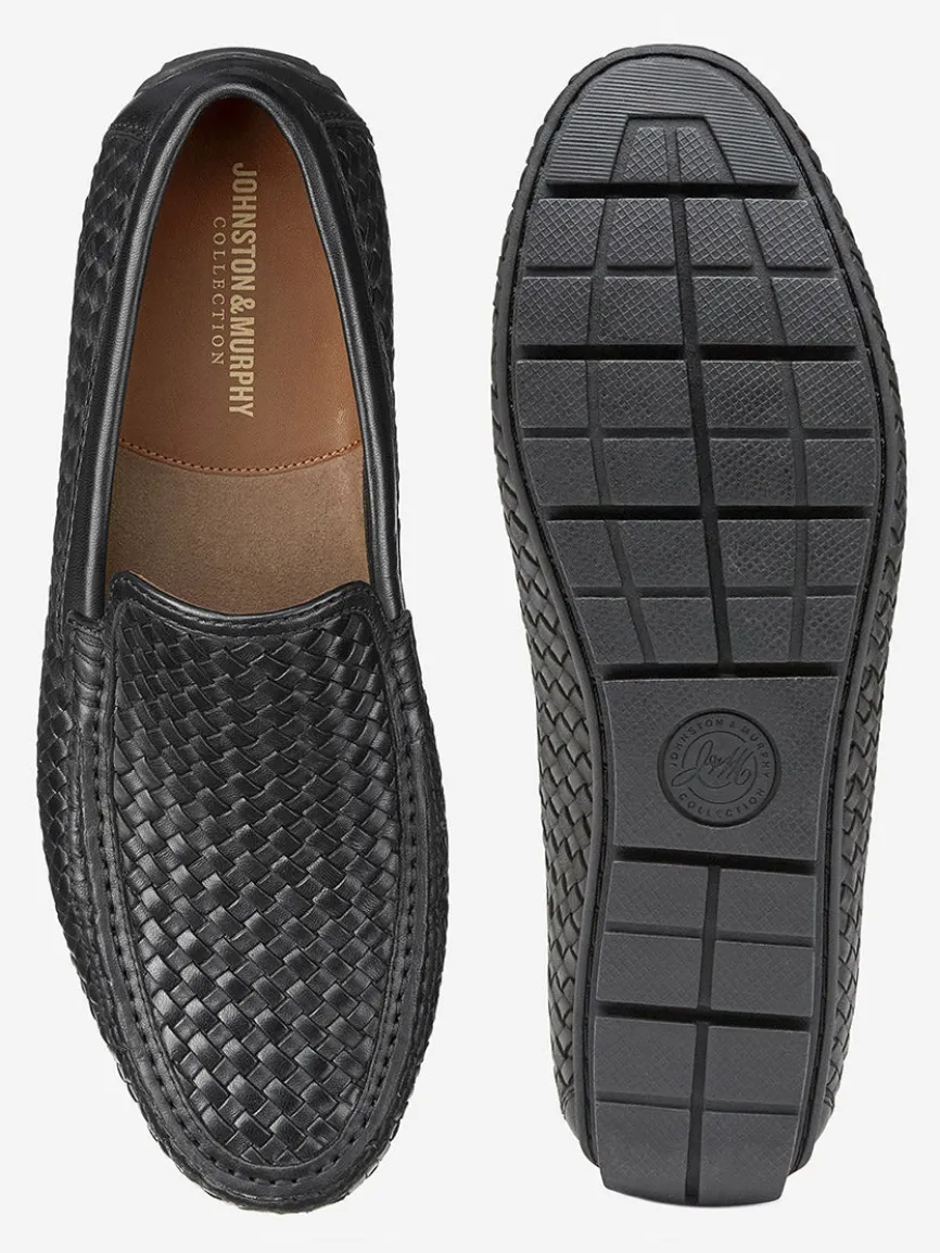 J & M Collection Baldwin Driver Woven Slip-On in Black Sheepskin