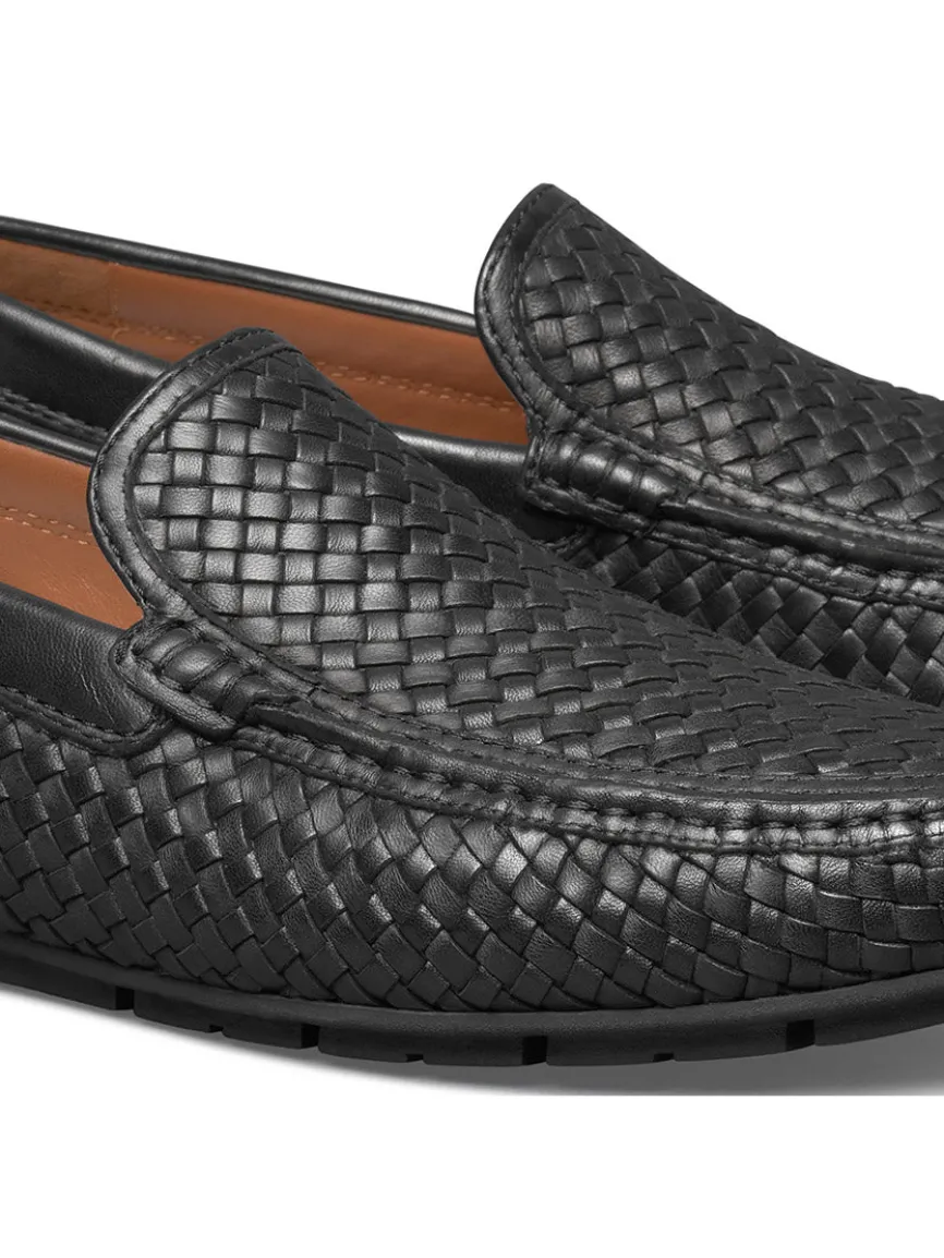 J & M Collection Baldwin Driver Woven Slip-On in Black Sheepskin