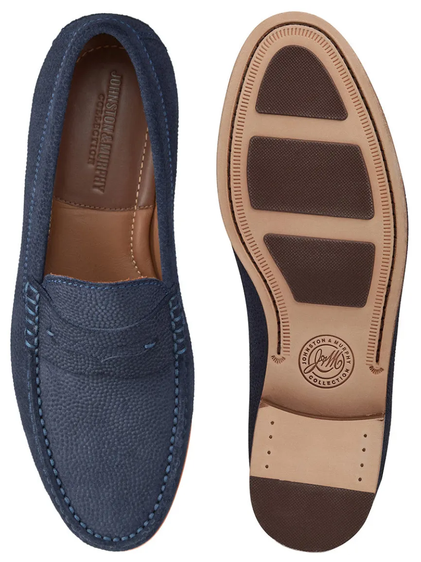 J & M Collection Baldwin Penny in Navy English Suede