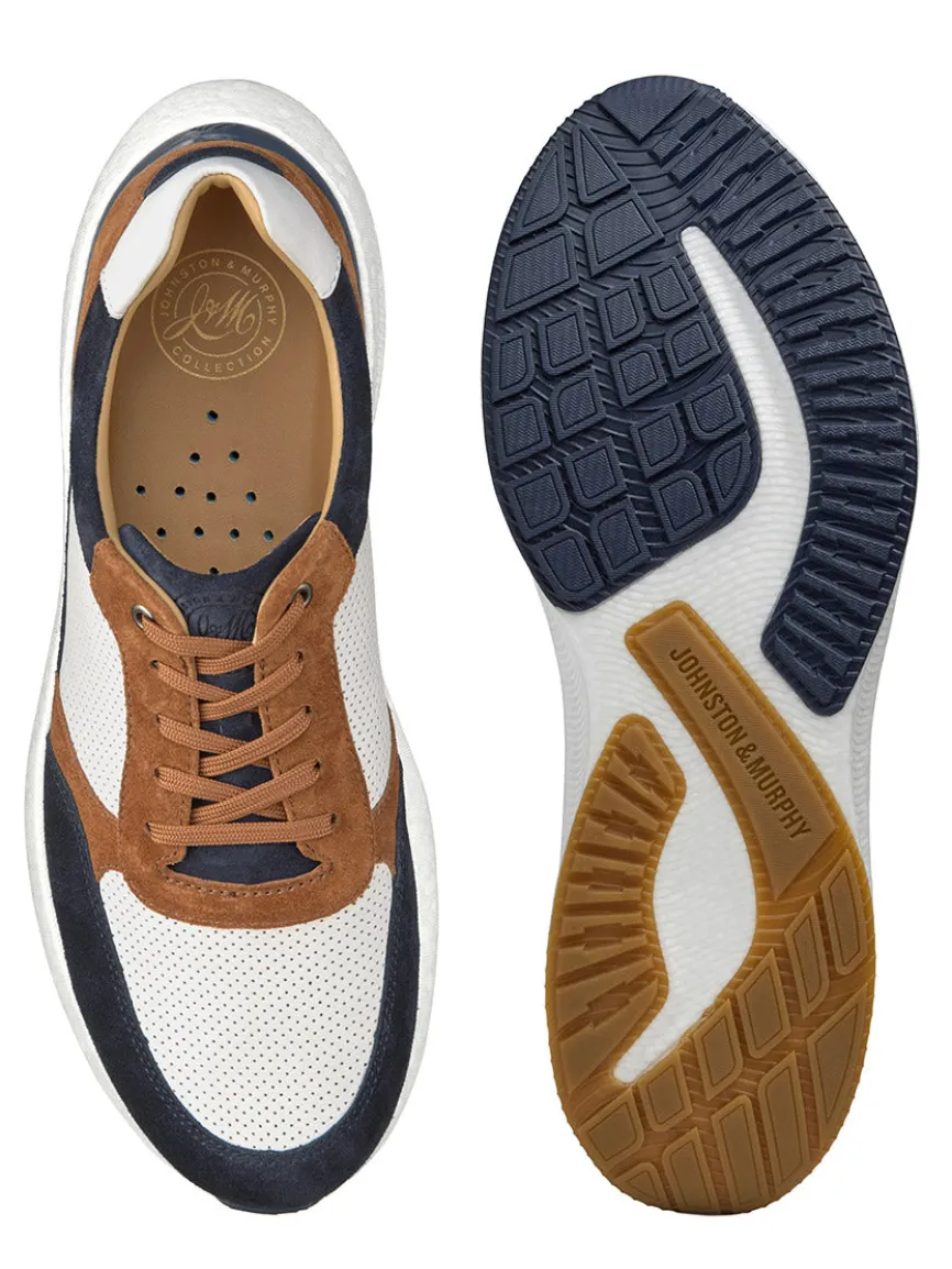 J & M Collection Briley Perfed Jogger in Navy Multi Suede/Full Grain