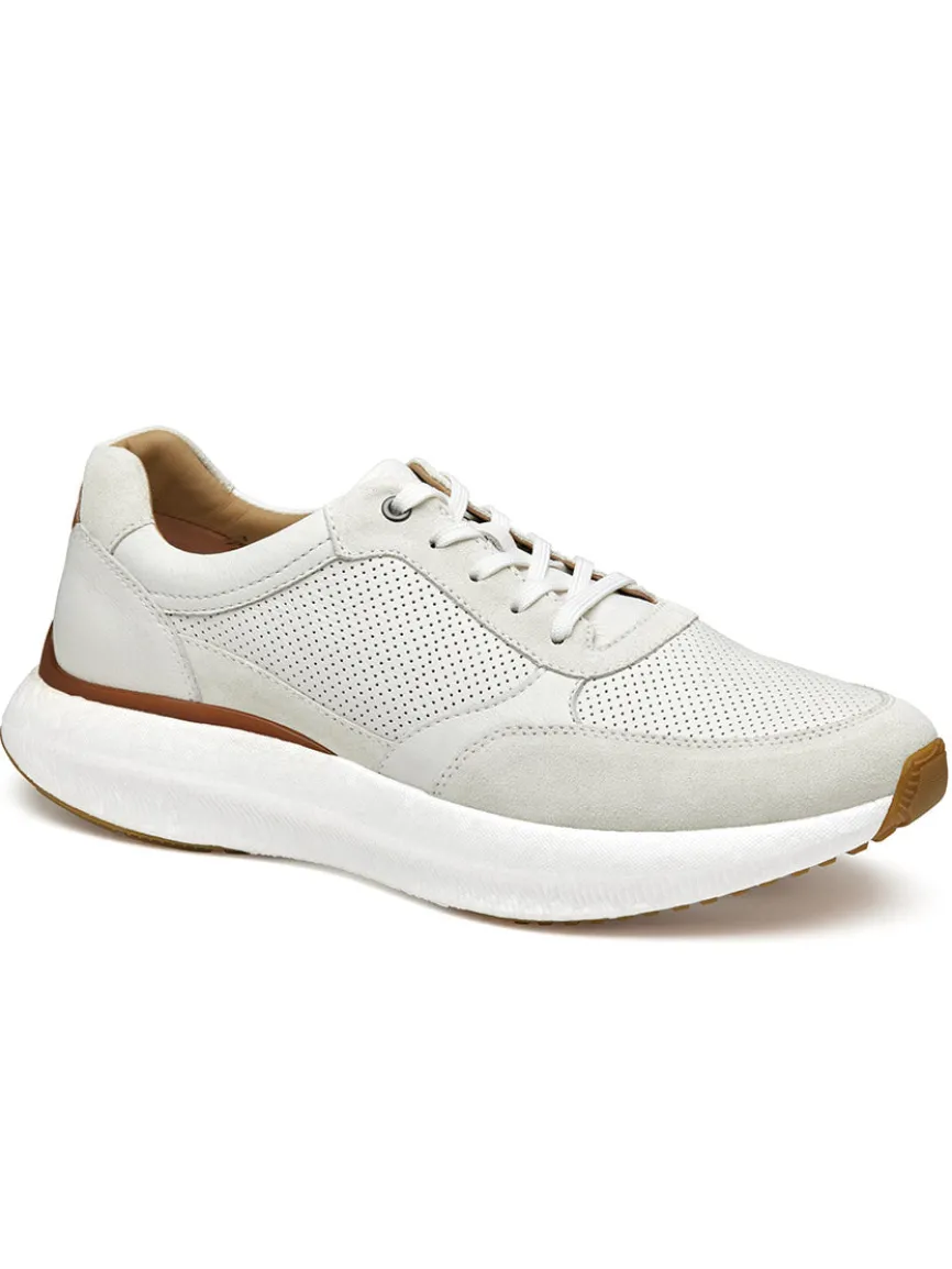 J & M Collection Briley Perfed Jogger in Ivory Full Grain