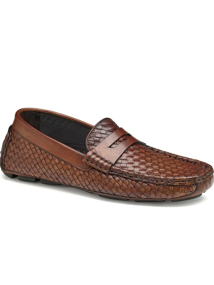J & M Collection Dayton Woven Penny in Brown Italian Calfskin