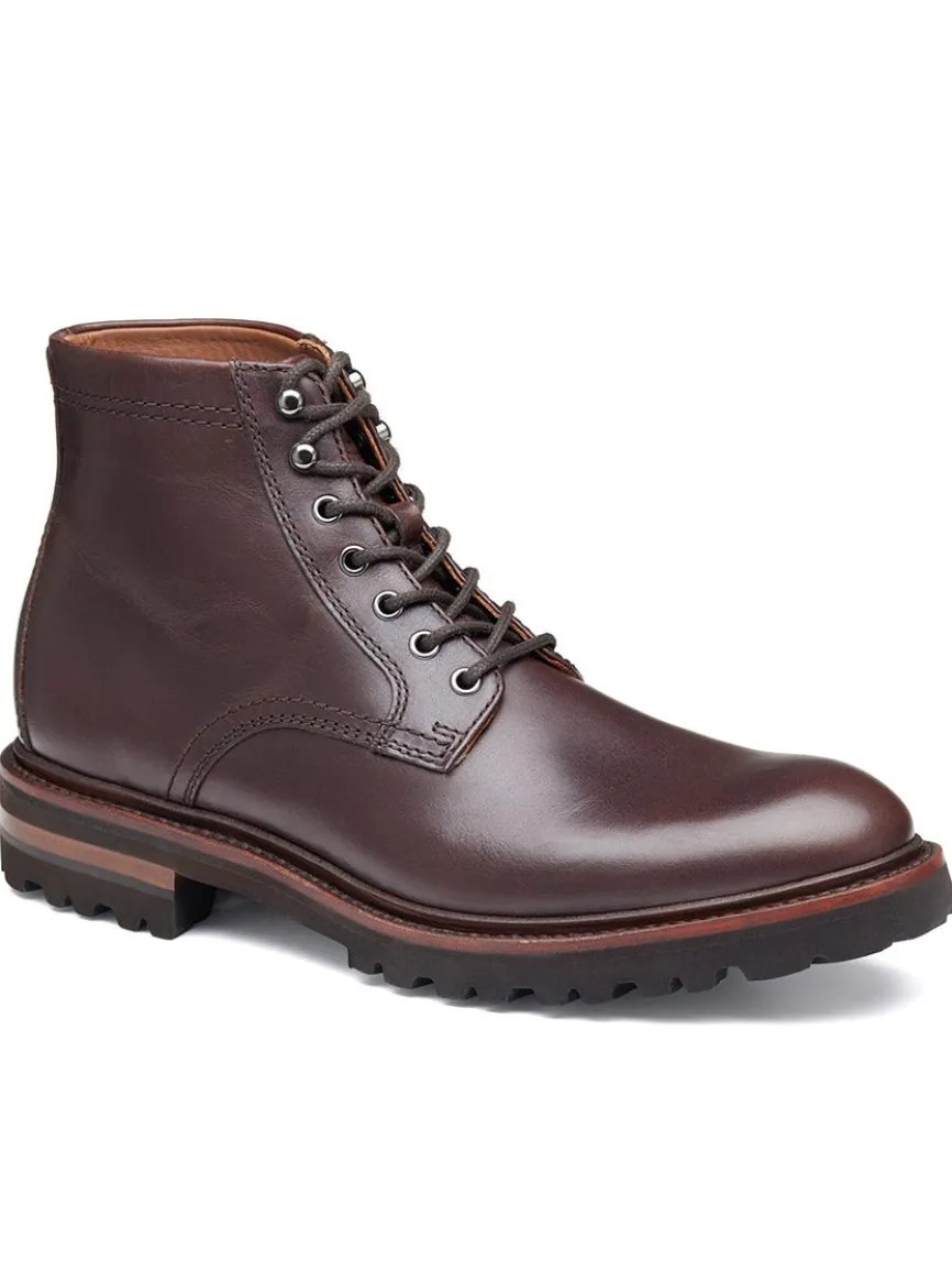J & M Collection Dudley Lug Plain Toe Boot in Dark Brown Full Grain