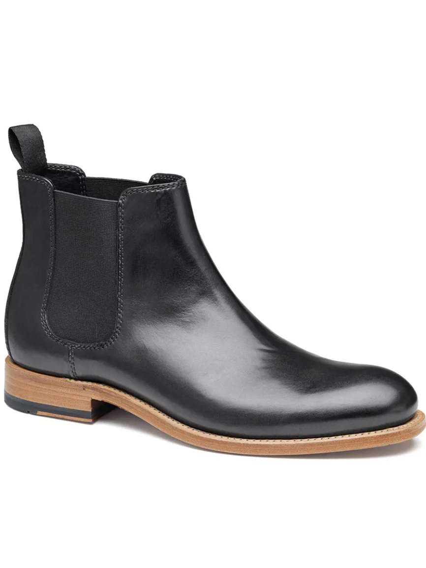 J & M Collection Dudley Chelsea Boot in Black Dip-Dyed Calfskin