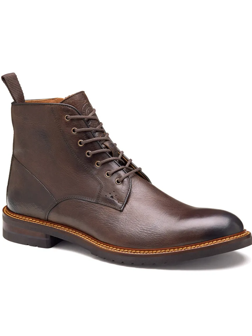 J & M Collection Hartford Plain Toe Boot in Dark Brown Italian Calfskin