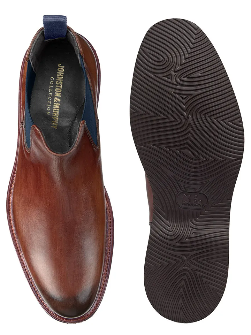 J & M Collection Jenson Chelsea Boot in Brown Hand-Stained Calfskin
