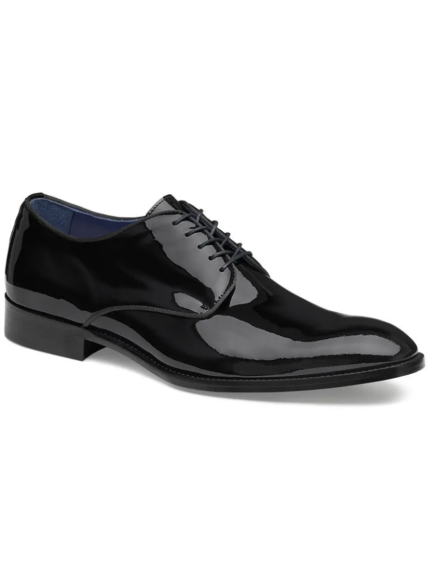 J & M Collection Kinser Plain Toe in Black Italian Patent Calfskin