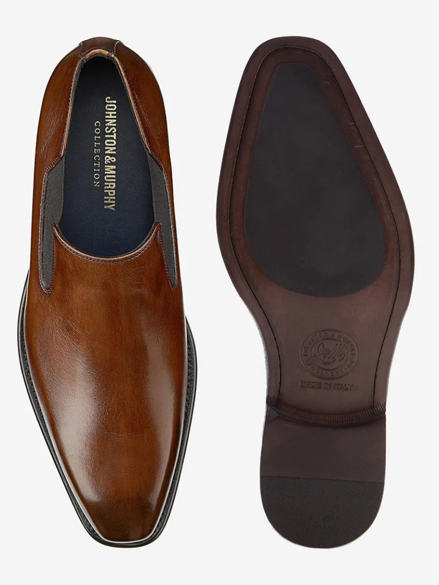 J & M Collection Larson Slip-On in Mahogany Italian Calfskin