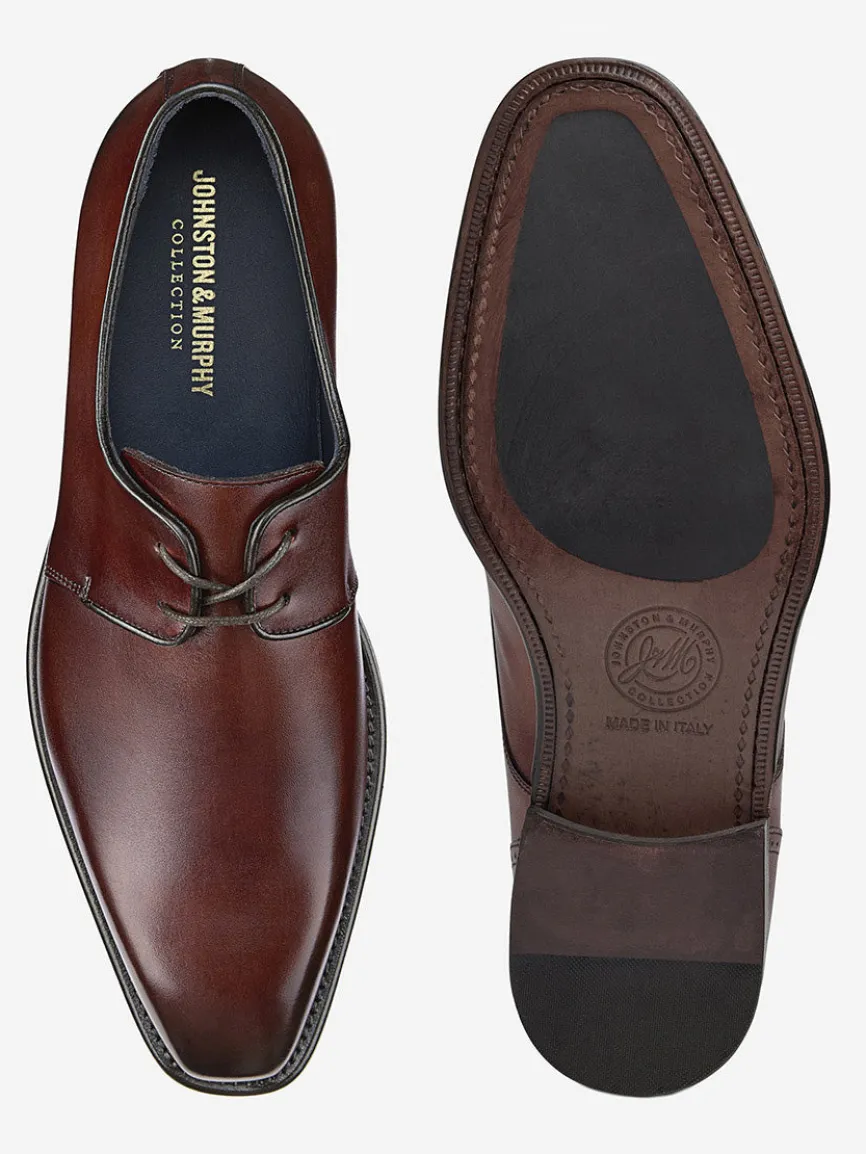 J & M Collection Larson 2-Eye Plain Toe in Mahogany Italian Calfskin