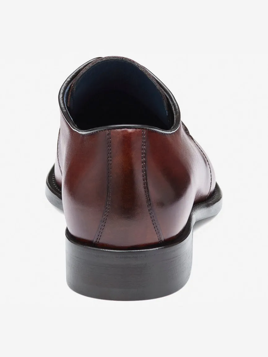 J & M Collection Larson 2-Eye Plain Toe in Mahogany Italian Calfskin