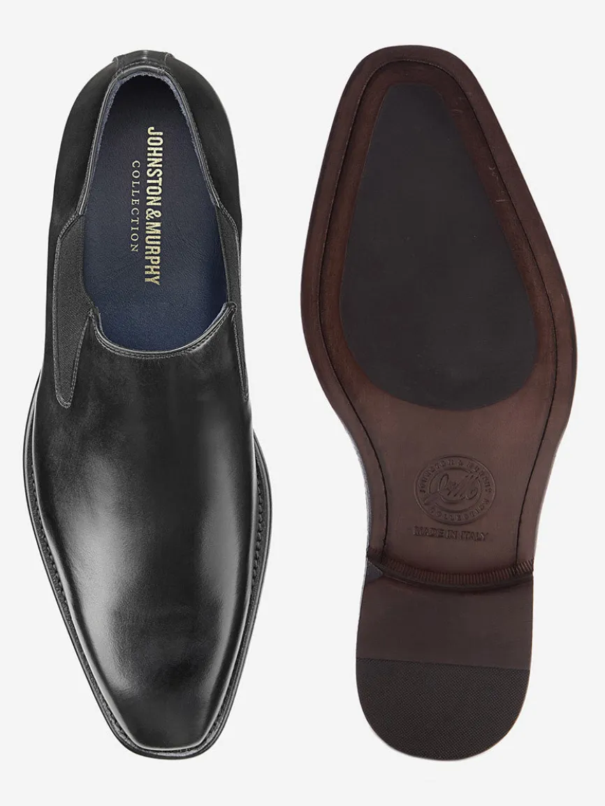 J & M Collection Larson Slip-On in Black Italian Calfskin