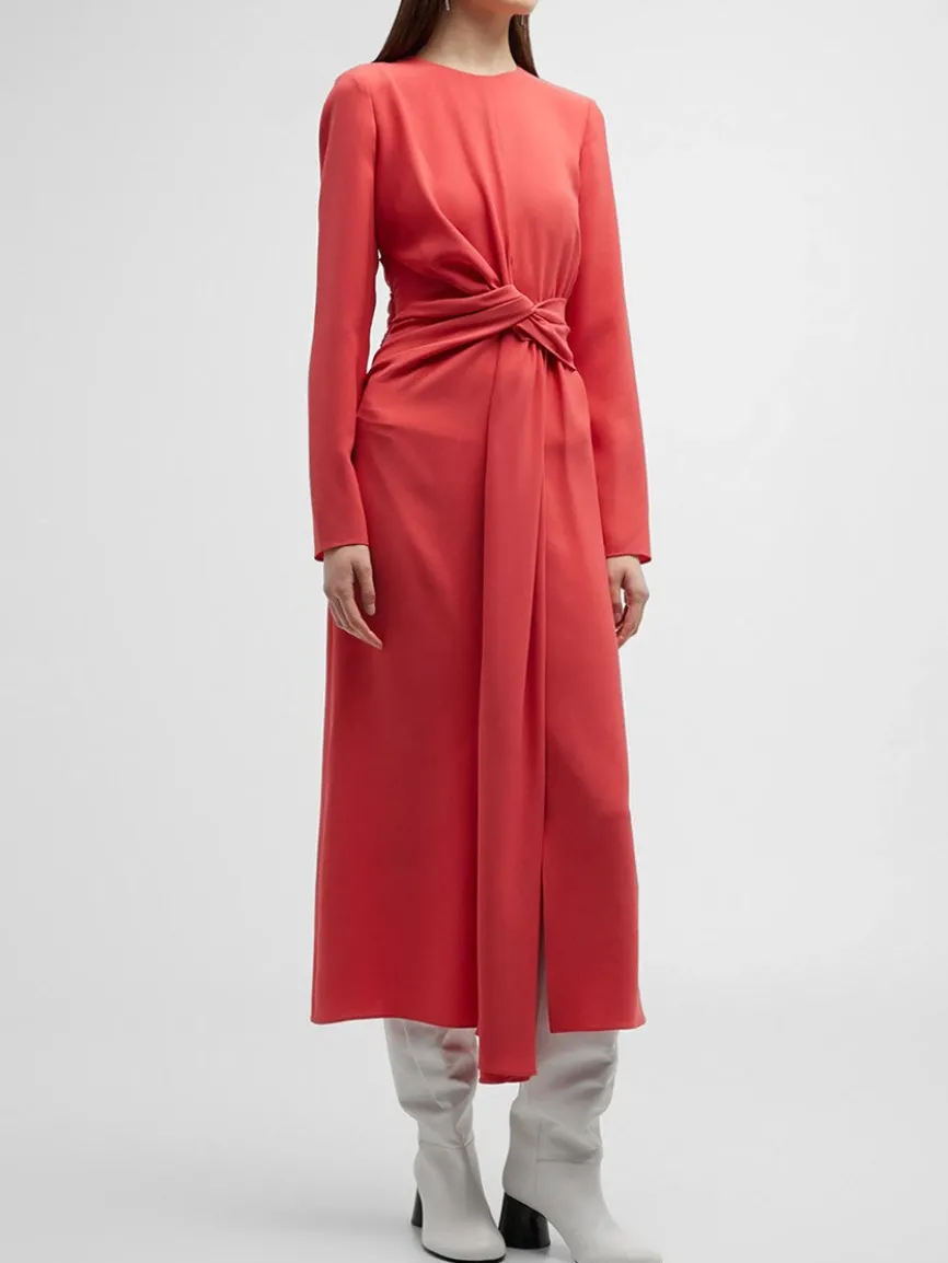 Lafayette 148 New York Finesse Crepe Twist Dress in Coral