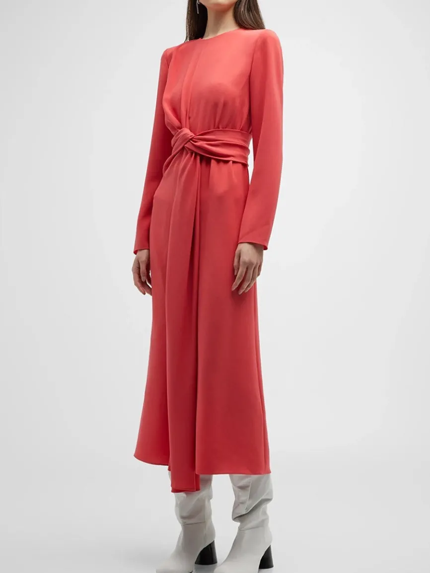 Lafayette 148 New York Finesse Crepe Twist Dress in Coral
