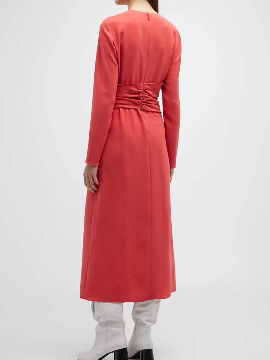 Lafayette 148 New York Finesse Crepe Twist Dress in Coral