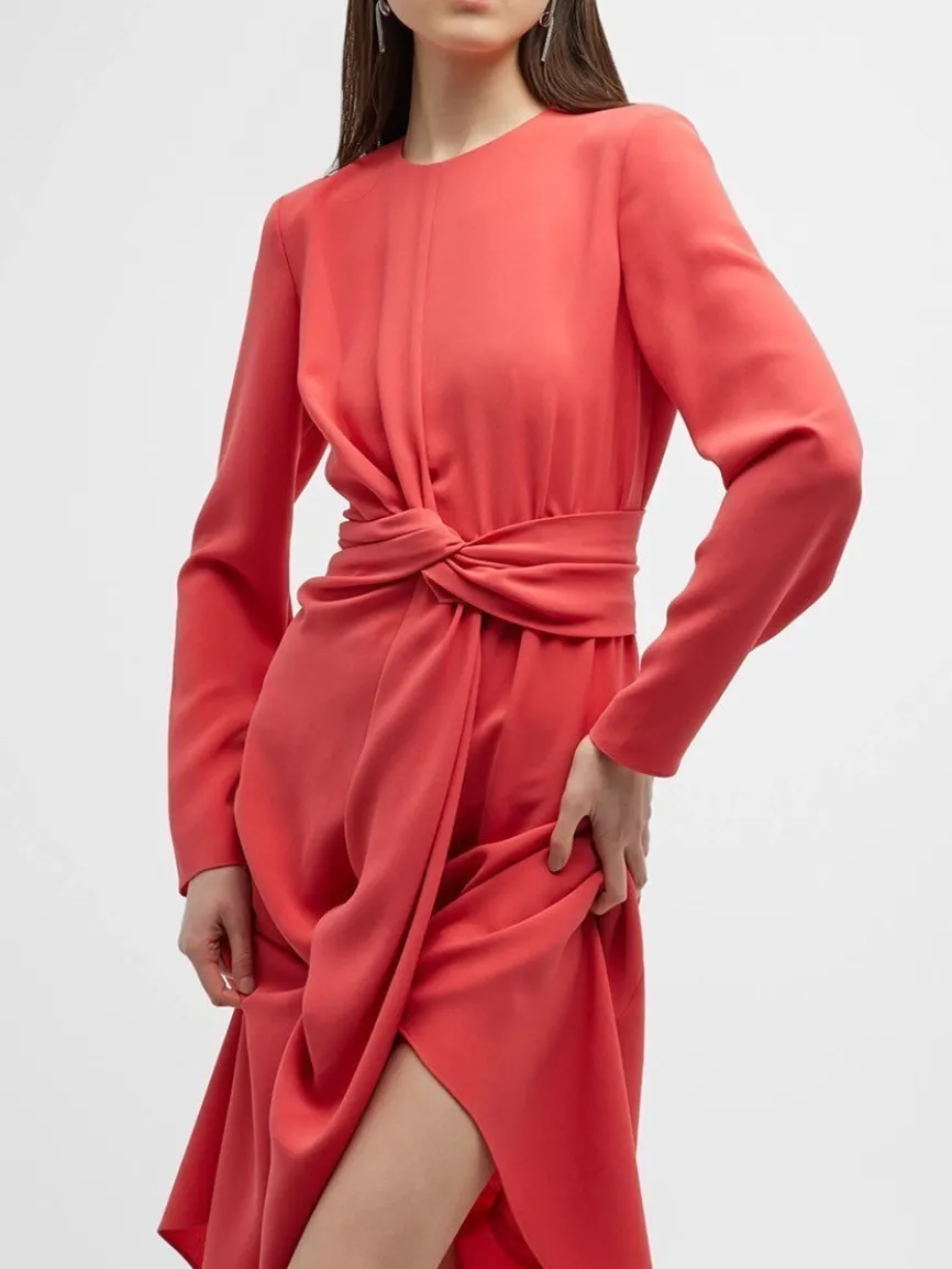 Lafayette 148 New York Finesse Crepe Twist Dress in Coral