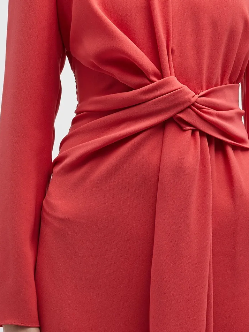 Lafayette 148 New York Finesse Crepe Twist Dress in Coral