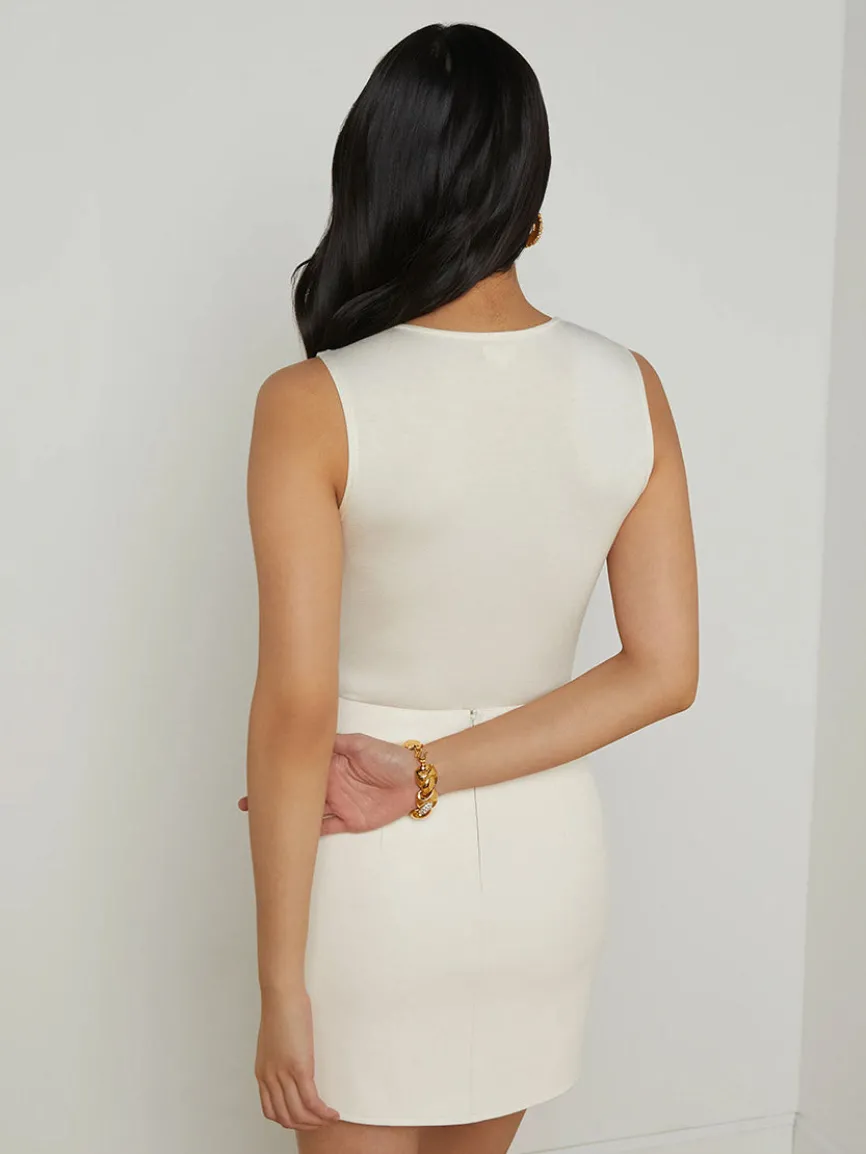 L'Agence Amia Tank Bodysuit in Vintage White